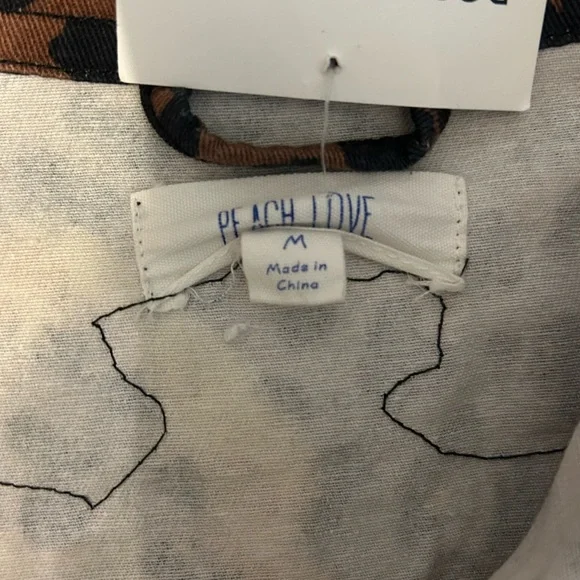 Cheetah Print Bleached Third Eye Sequin Jean Canvas Jacket Boutique NWT - Picture 3 of 6